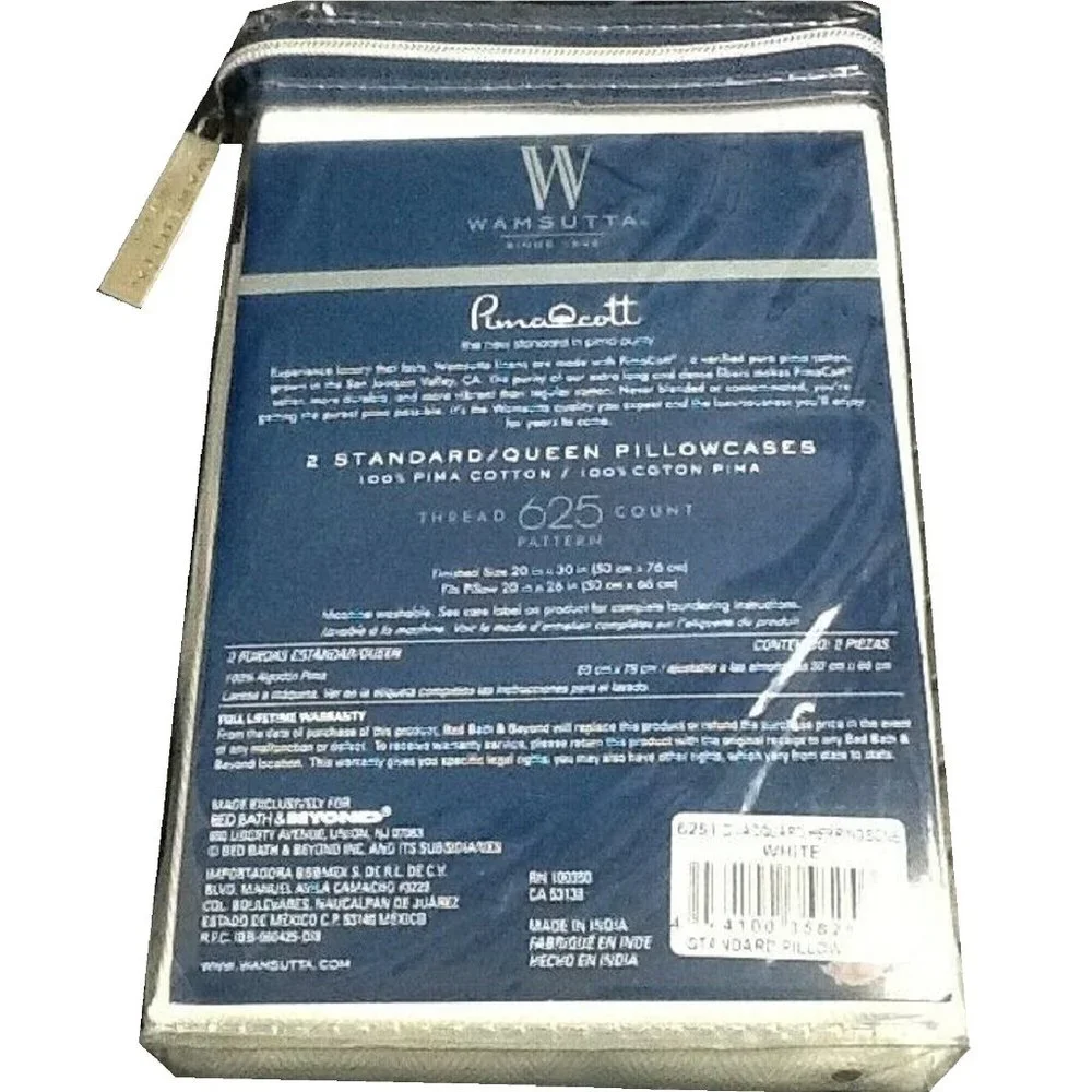 new WHITE HERRINGBONE Wamsutta 625 TC 100% Pimacott Cotton STANDARD Pillowcases